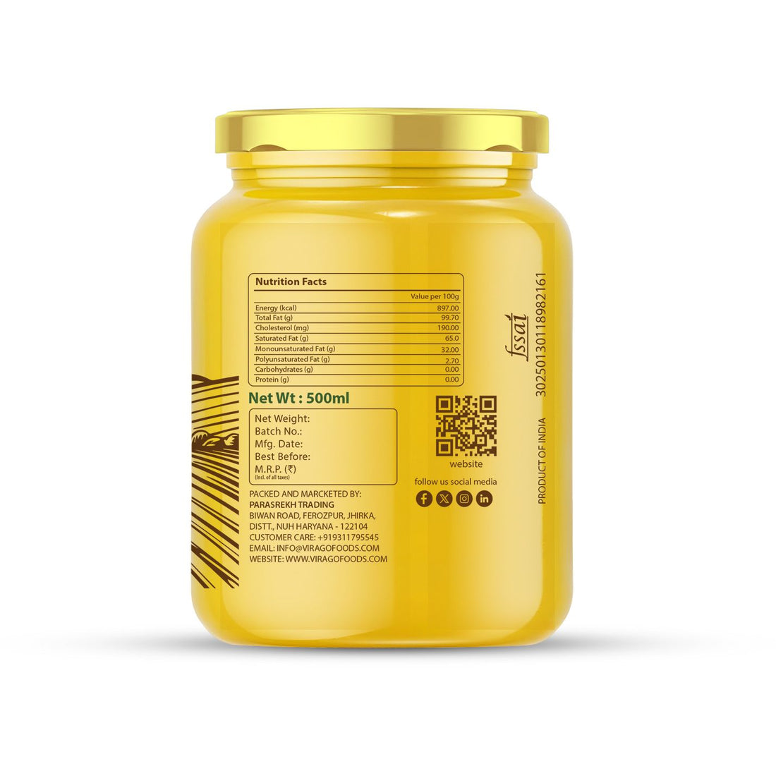 Virago A2 Gir Cow Ghee – 500ml